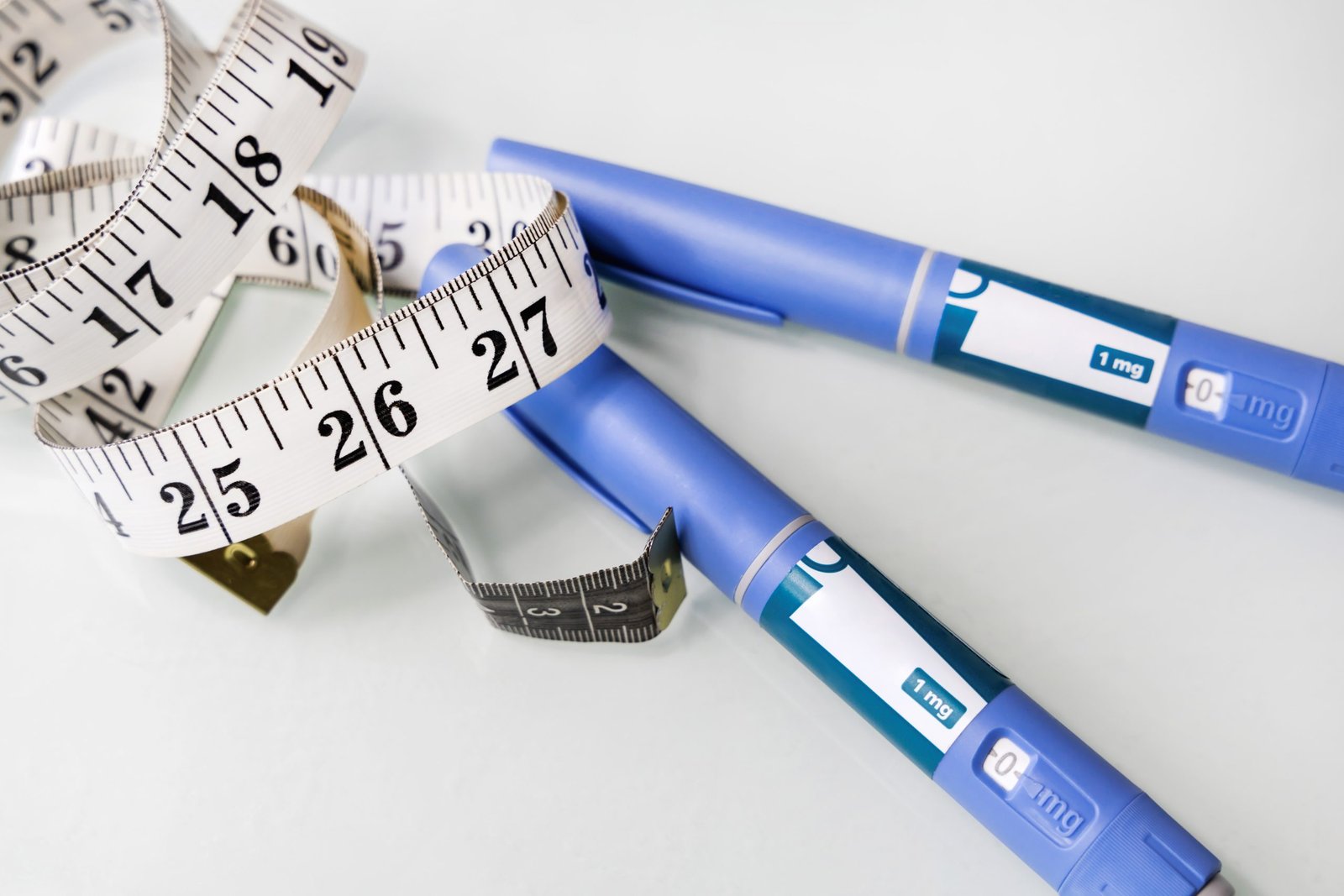 Ozempic Insulin injection pen for diabetics. Concept of losing weight with the drug.